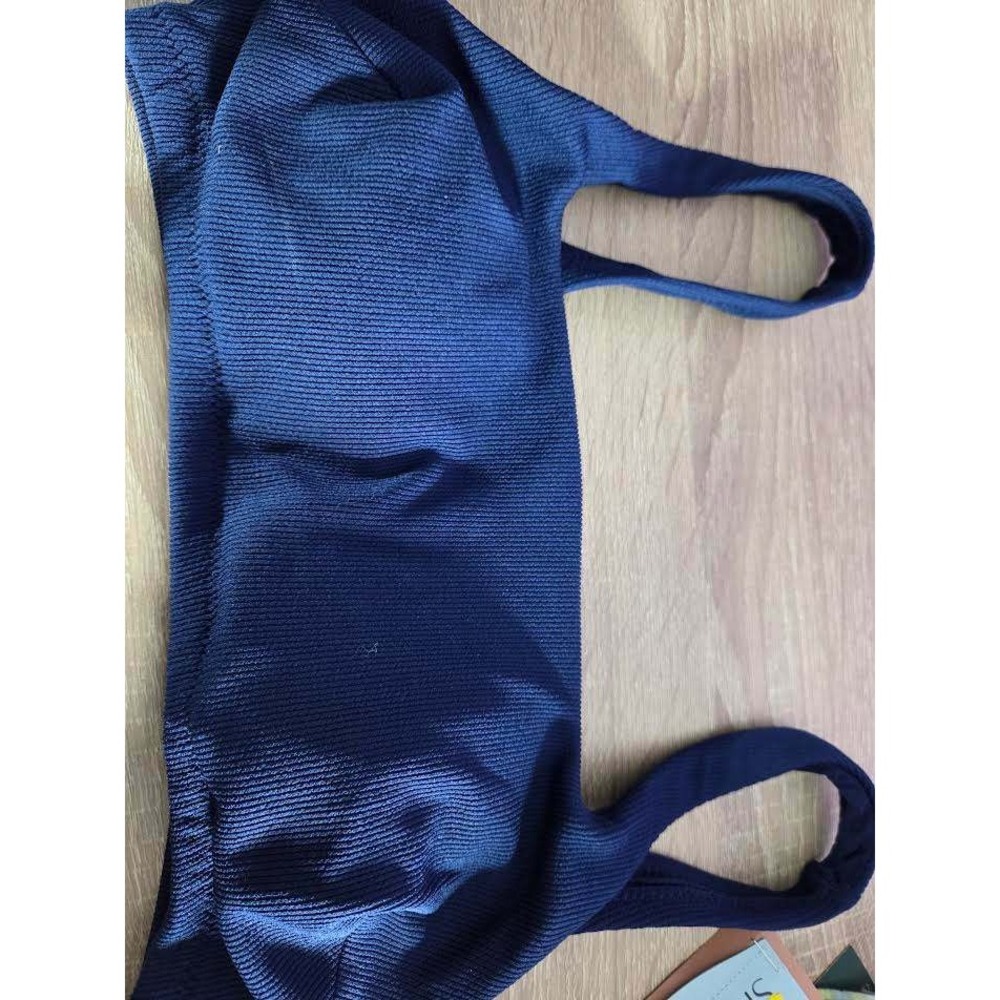 Shade‎ & Shore Navy Blue Ribbed High Waist Medium Seat Bikini Bottoms Size S